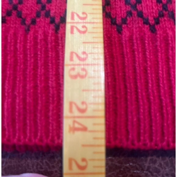 Vintage Alberoy Red Floral Pattern Knit Sweater L Made In U.S.A. - Picture 5 of 6